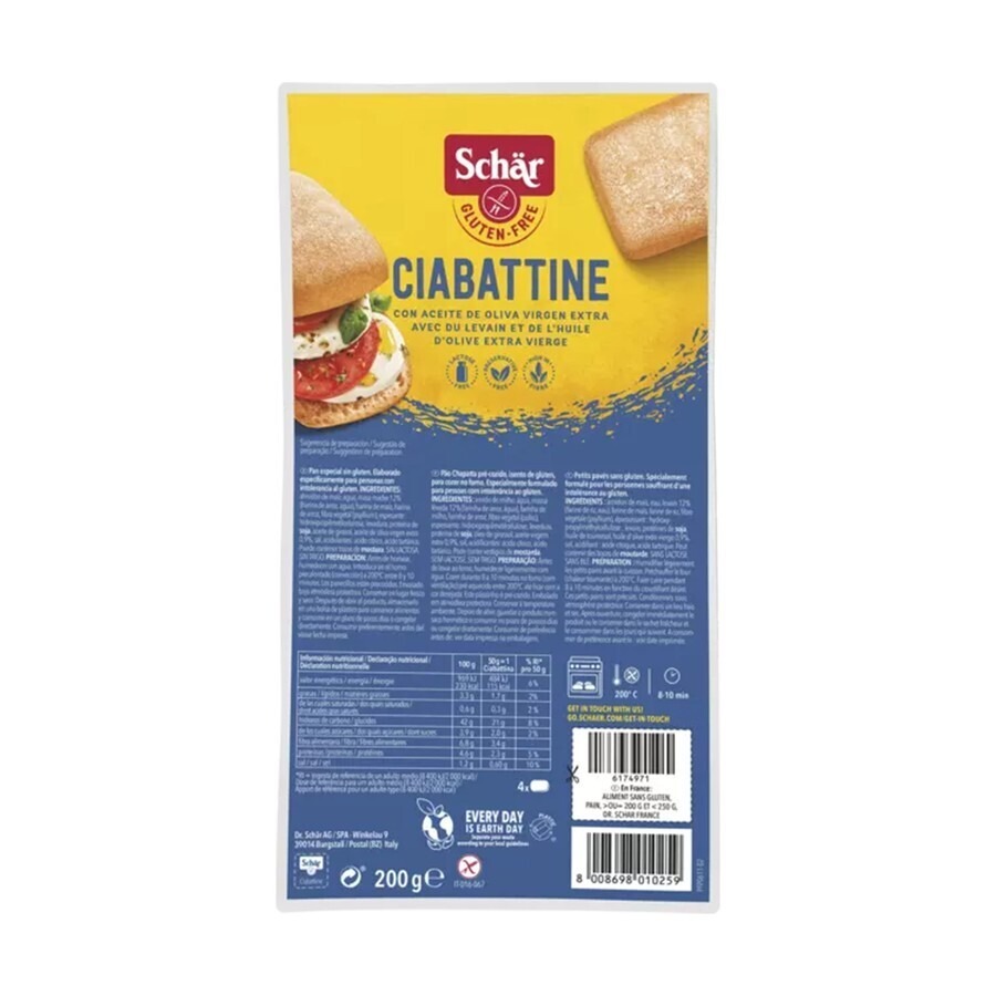 Schar Ciabatta Sans Gluten 200g 6593 Revogan