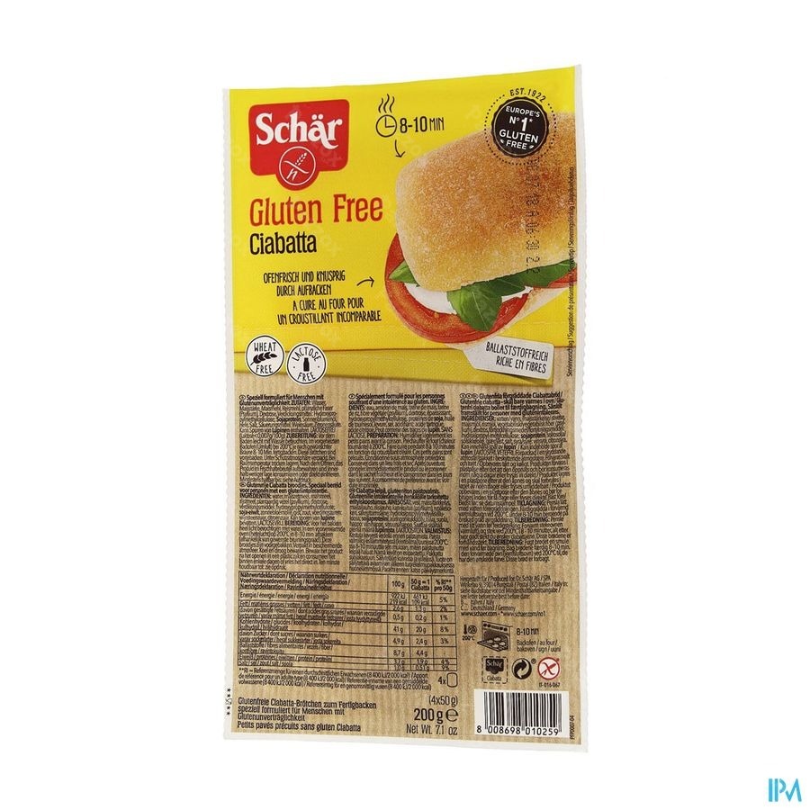 Schar Ciabatta Sans Gluten 200g 6593 Revogan
