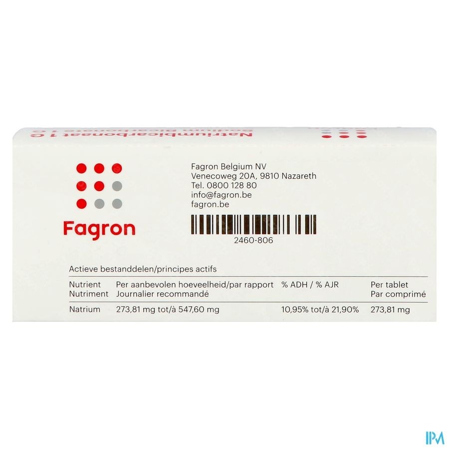 Natriumbicarbonaat 1g Ud Tabl 50 Fag