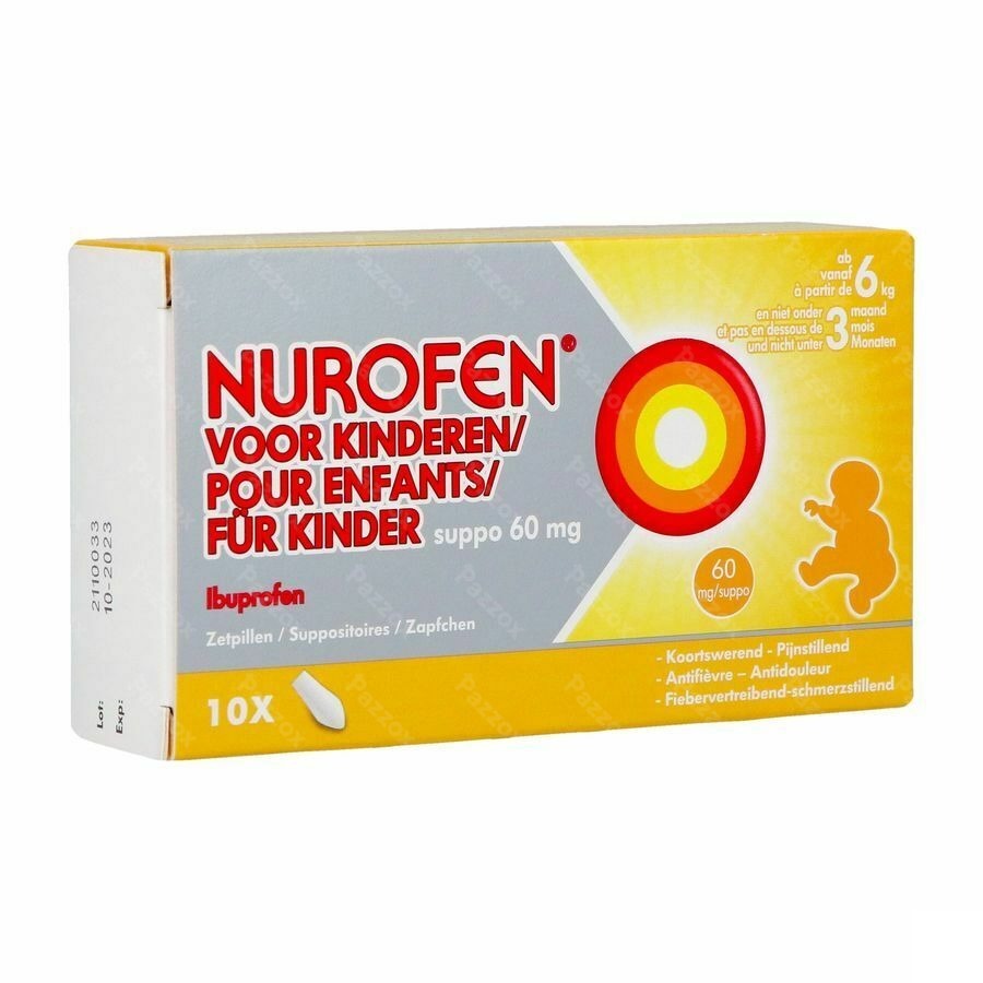 Nurofen voor Kinderen 60mg 10 Zetpillen