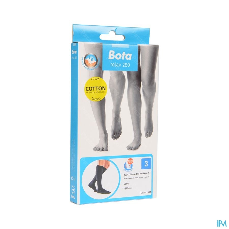 Bota Relax 280 Coton Bas Jarret Noir N3