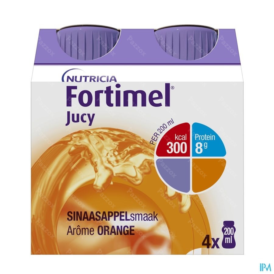 Fortimel Jucy Sinaasappelsmaak Flesjes 4x200ml 