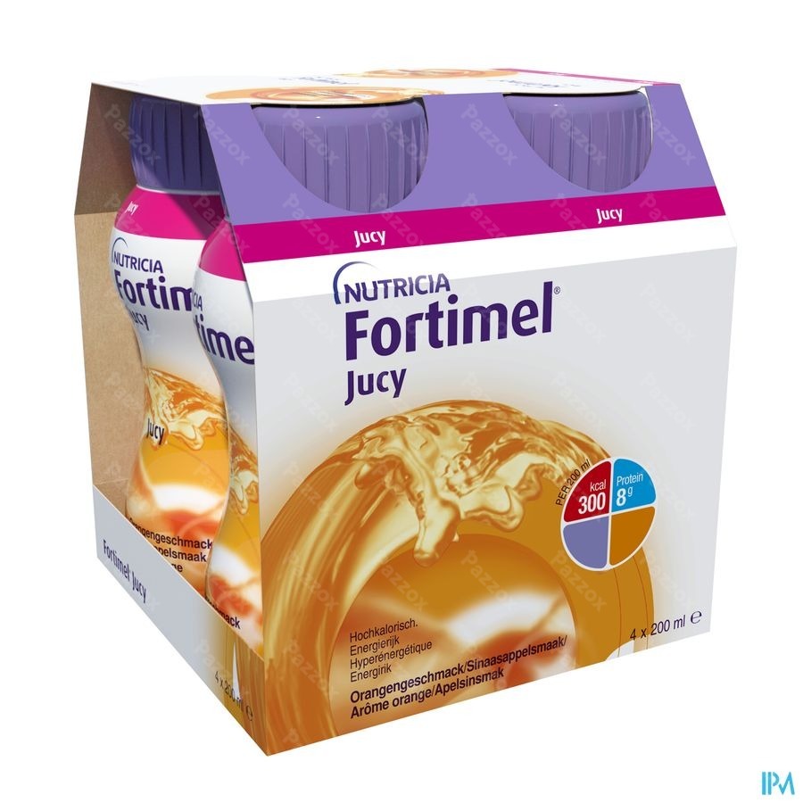Fortimel Jucy Sinaasappelsmaak Flesjes 4x200ml 