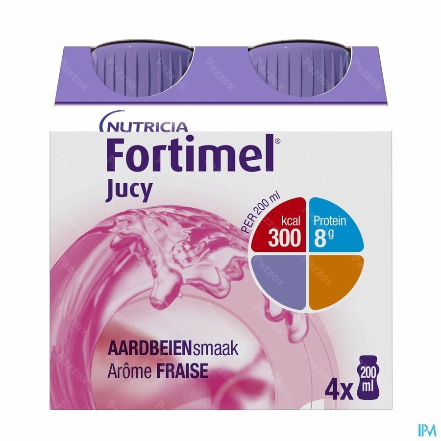 Fortimel Jucy Aardbeiensmaak Flesjes 4x200ml 