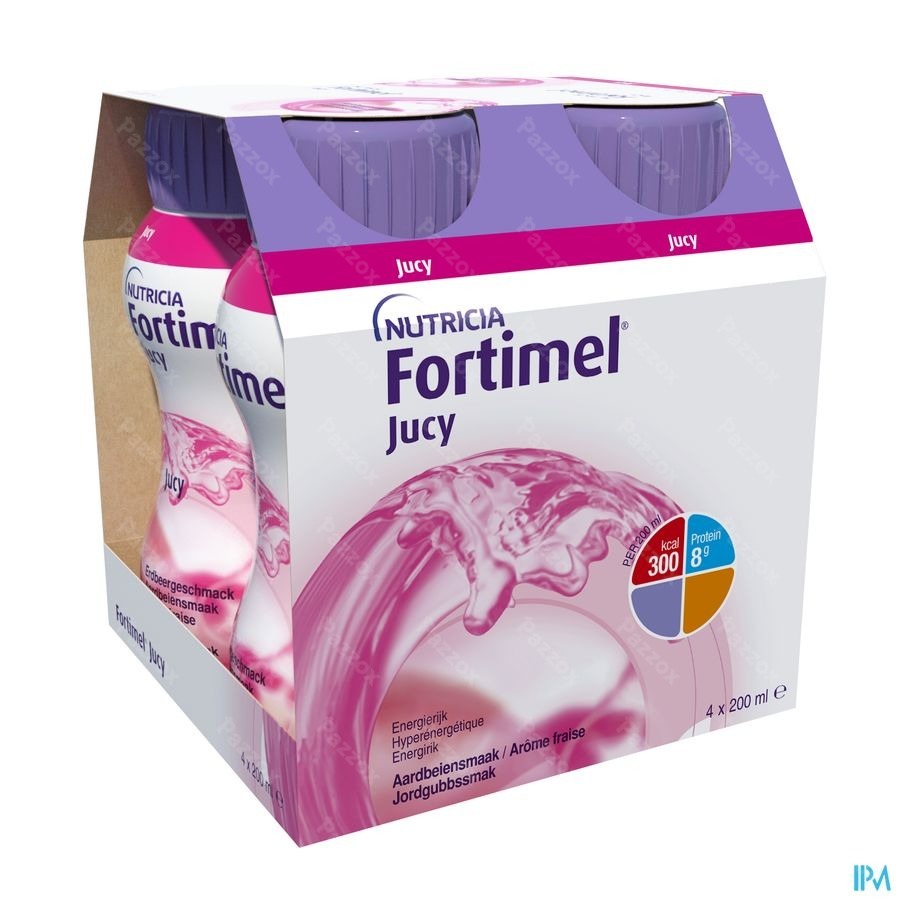 Fortimel Jucy Aardbeiensmaak Flesjes 4x200ml 