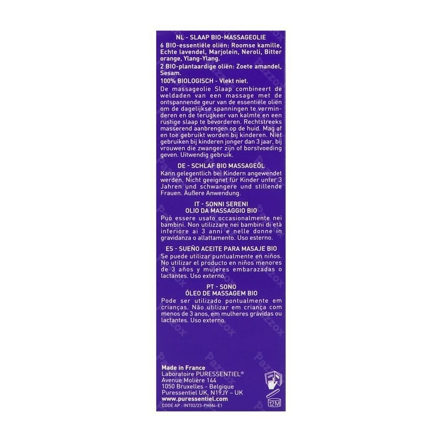 Puressentiel Massage Hle Lavande-neroli Bio 100ml