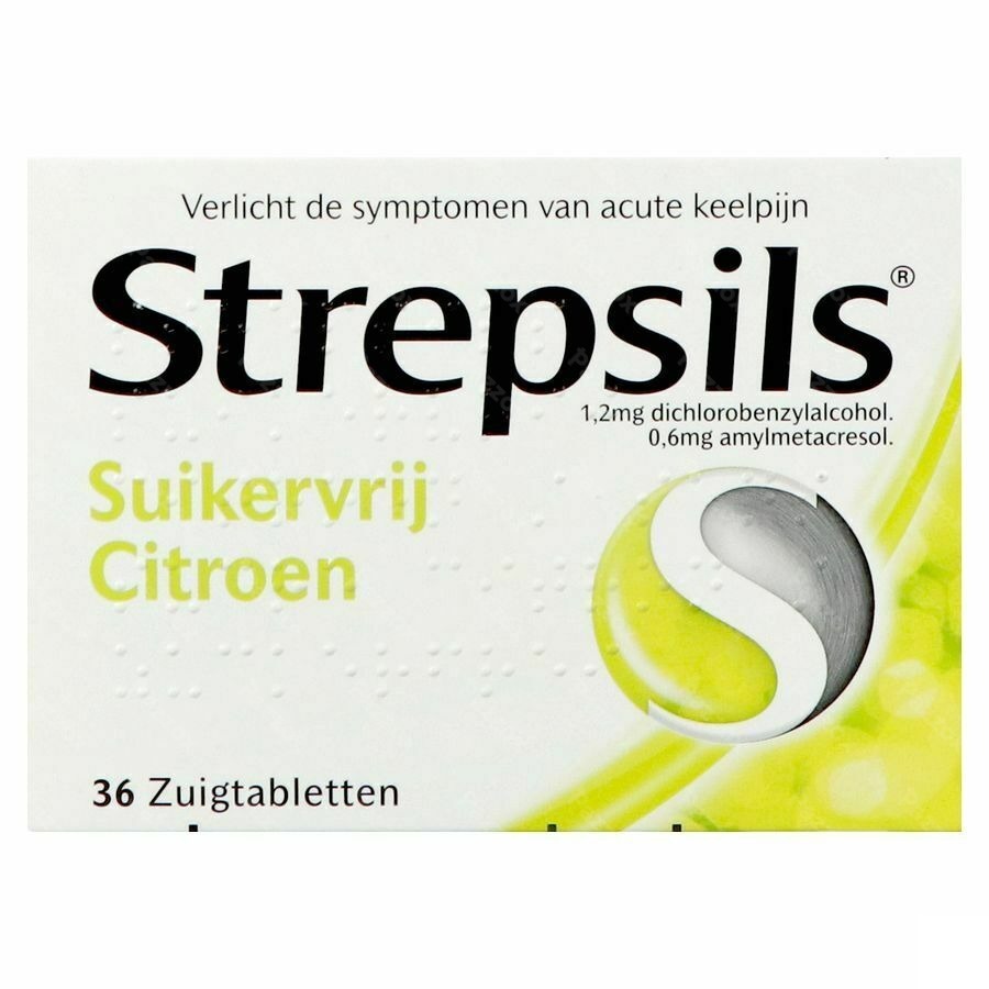 Strepsils Suikervrij Citroen 36 Zuigtabletten