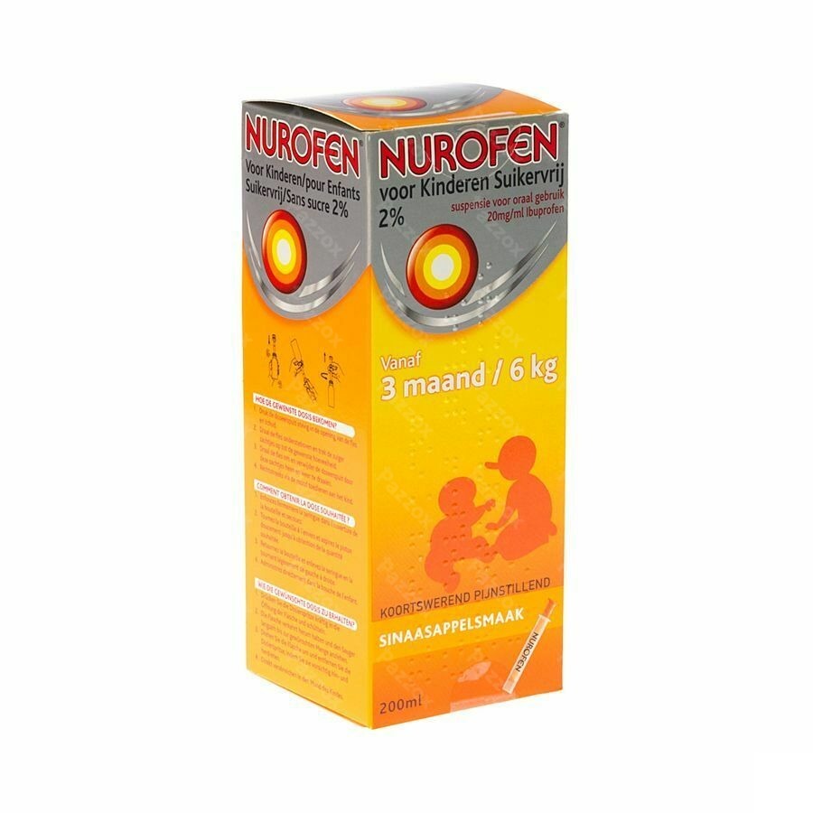 Nurofen Kind Sinaas Susp Suikervrij 200ml
