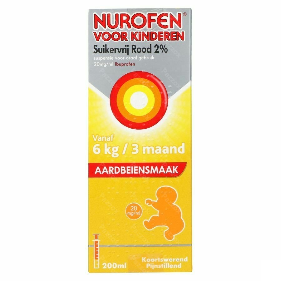 Nurofen Kind Suikervrij Aardbei 2 % 200ml