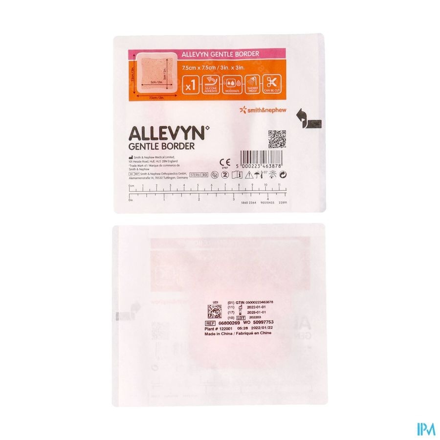 Allevyn Gentle Border Ster 7,5x 7,5cm 10 66800269
