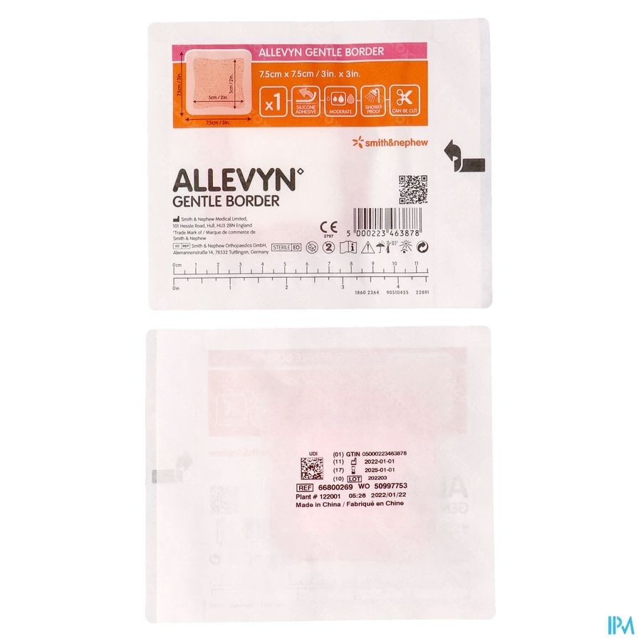 Allevyn Gentle Border Ster 7,5x 7,5cm 10 66800269