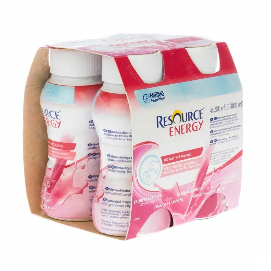 Resource Energy Drink Aardbei-framboos 4x200ml