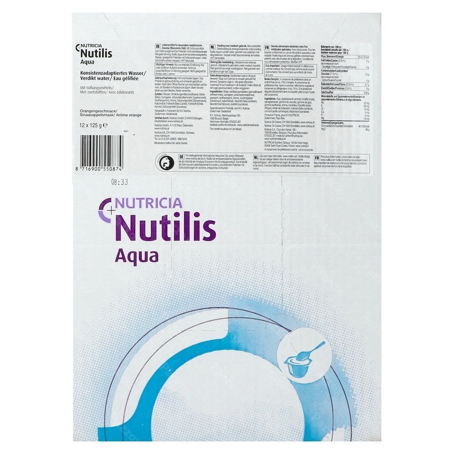 Nutilis Eau Gelifiee Orange Cups 12x125g