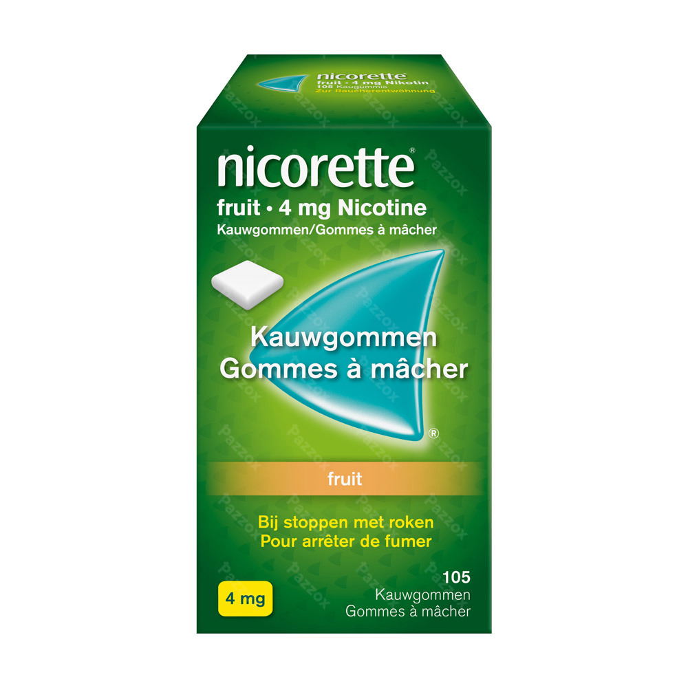 Nicorette Fruit Gomme Mach S/sucre 105x4mg