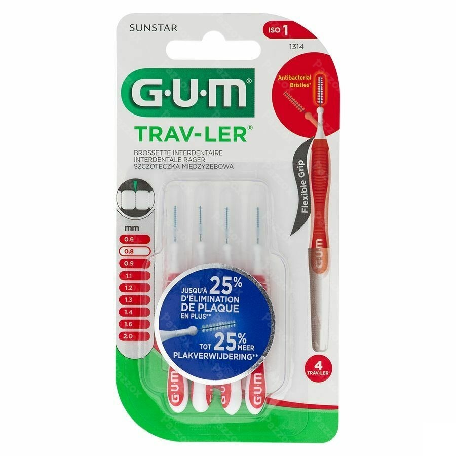 Gum Trav-ler Interdent.borsteltje 0,8mm 4 1314m4
