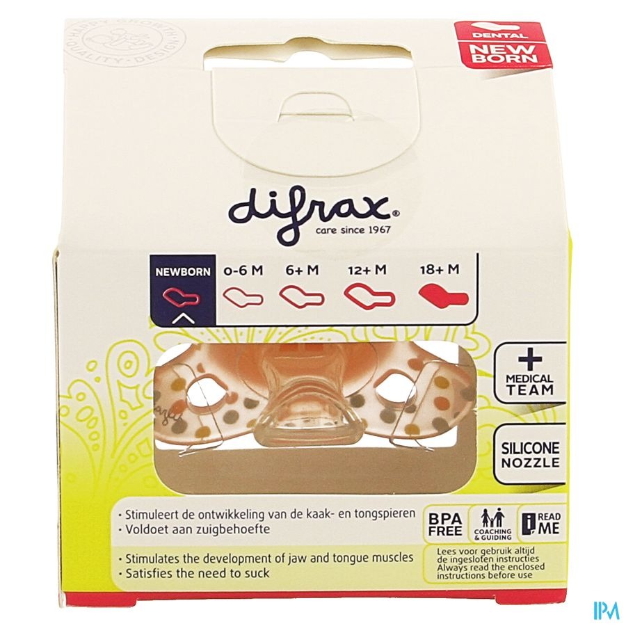 Difrax Sucette Newborn Dental Sil Girl -2/2m 1 796