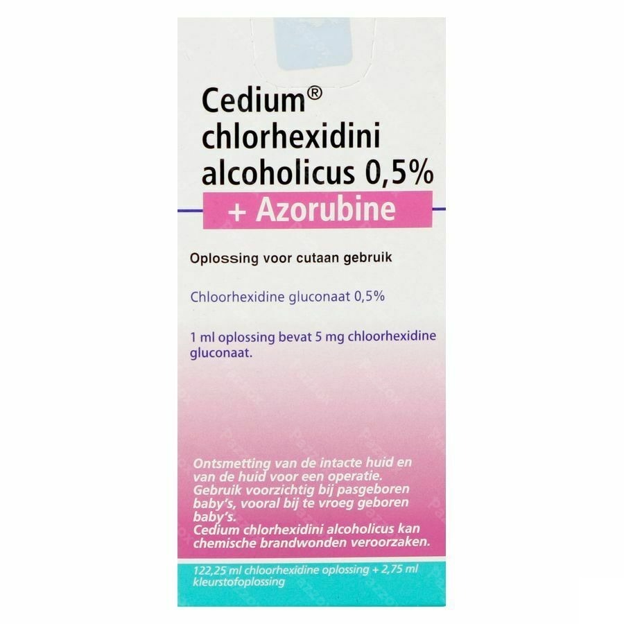Cedium Chlorhexidini Gluconaat 0.5% + Azurobine Ontsmetting 125ml 