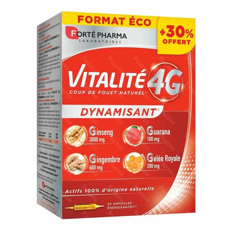 Forté Pharma Vitalité 4G Coup de Fouet Naturel 30 Ampoules