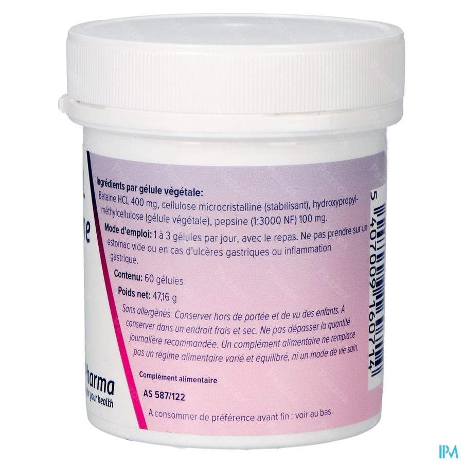 Betaine Hcl + Pesine V-caps 60 Deba