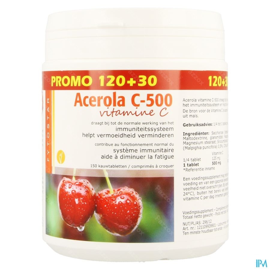 Acerola Vitamine C 500 Tabl 120+30 Gratuit