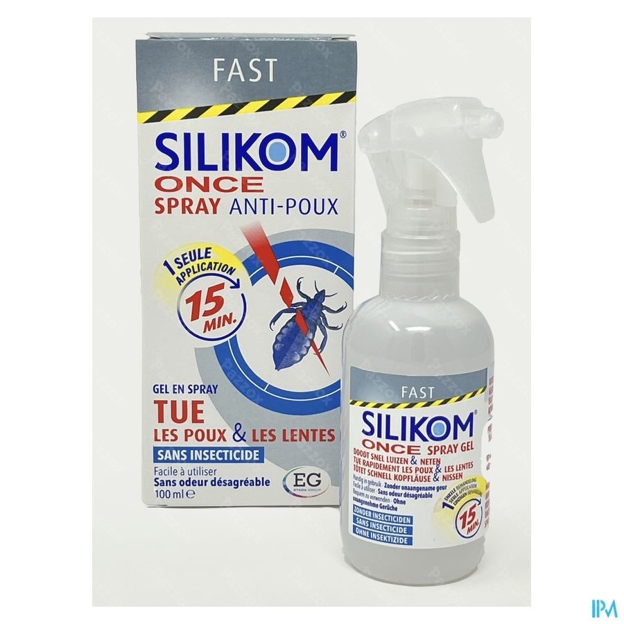 Silikom Once Spray Anti-Poux et Lentes Sans Insecticides 100ml