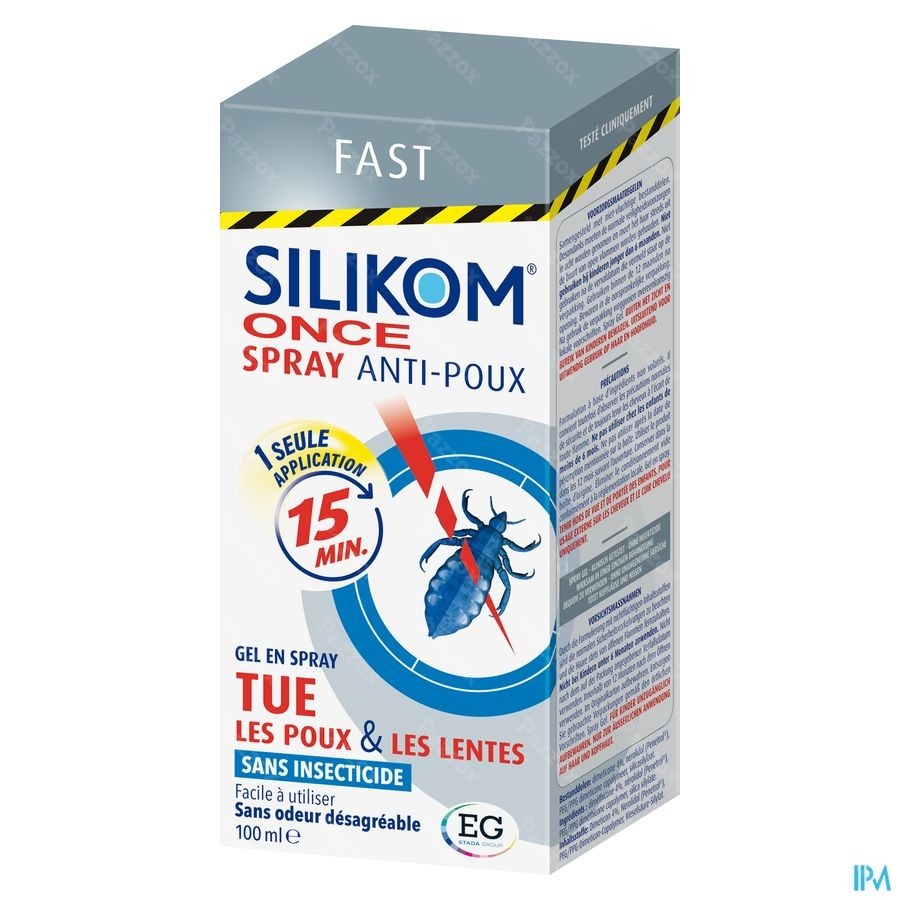 Silikom Once Spray Anti-Poux et Lentes Sans Insecticides 100ml