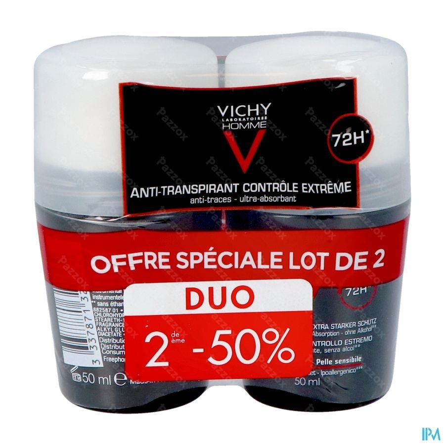 Vichy Homme Deodorant Anti-Transpirant 72u Duo 2x50ml