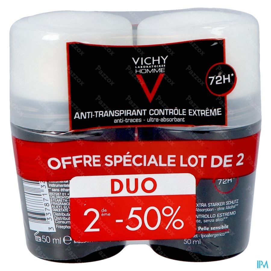 Vichy Homme Deodorant Anti-Transpirant 72u Duo 2x50ml