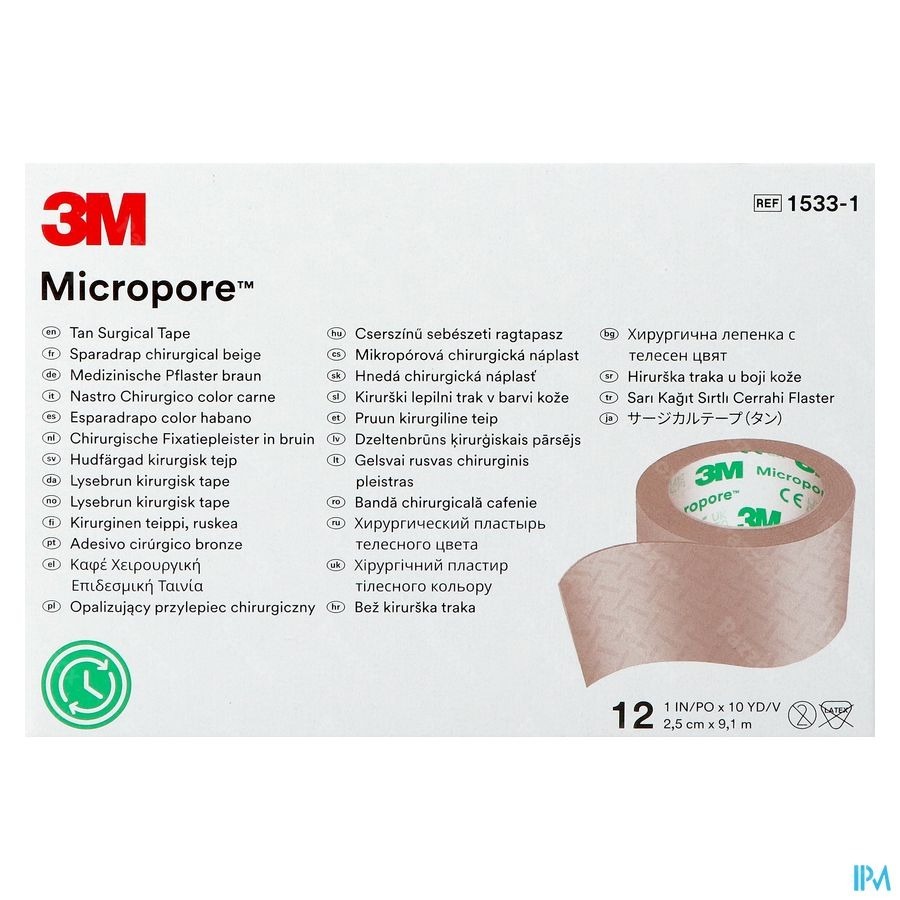 Micropore 3m Skin Tone 25,0mmx9,15m Rol 12 15331