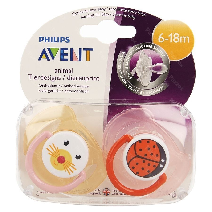 Philips Avent Fopspeen Diertjes Silicoon Dubbel 6-18m