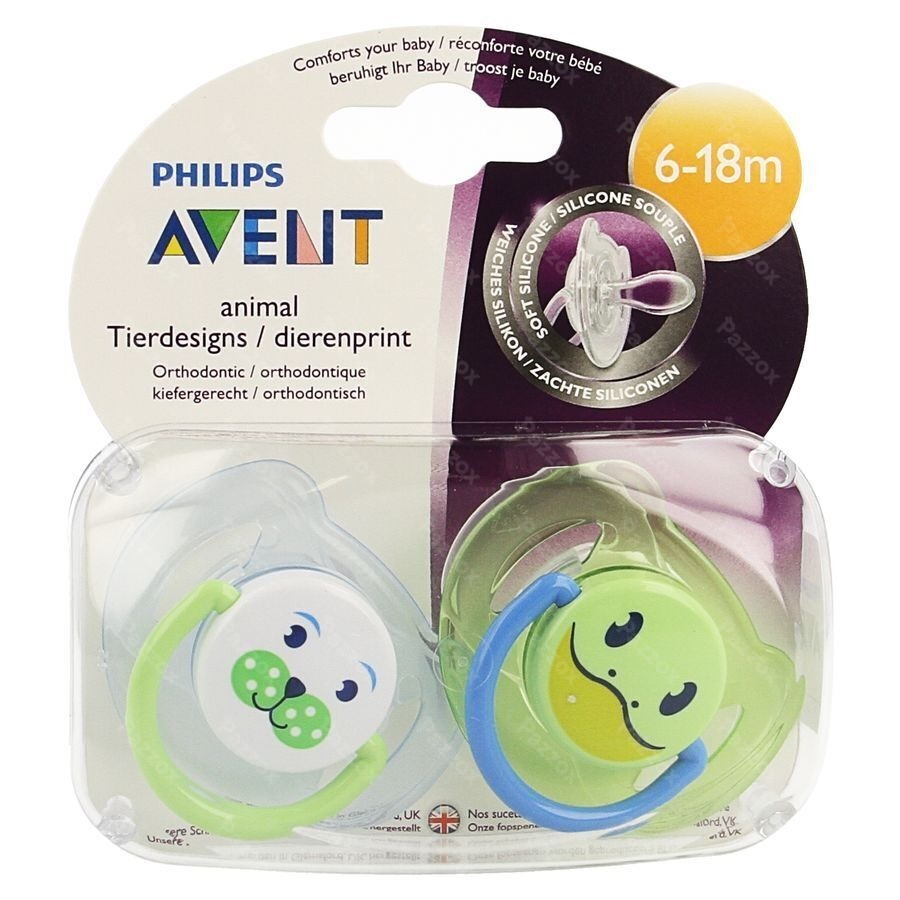 Philips Avent Fopspeen Diertjes Silicoon Dubbel 6-18m