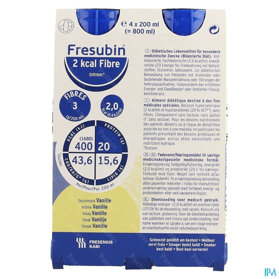 Fresubin 2 Kcal Fibre Drink Vanille Fl 4x200ml