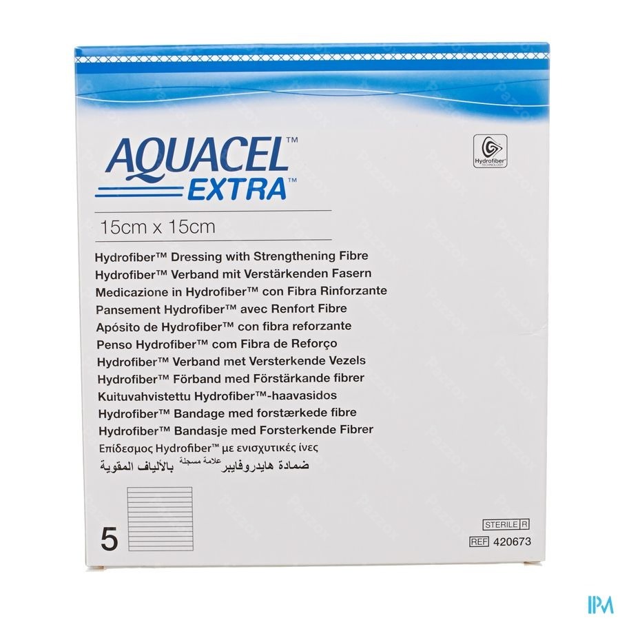 Aquacel Extra Pans Hydrofiber+renf.fibr.15x15cm 5