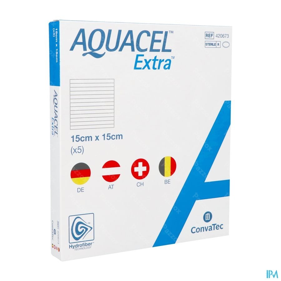 Aquacel Extra Pans Hydrofiber+renf.fibr.15x15cm 5