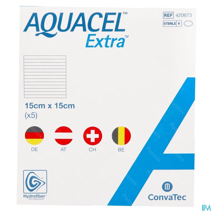 Aquacel Extra Pans Hydrofiber+renf.fibr.15x15cm 5