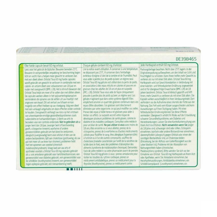 Orlistat Teva 60mg 60 Gélules
