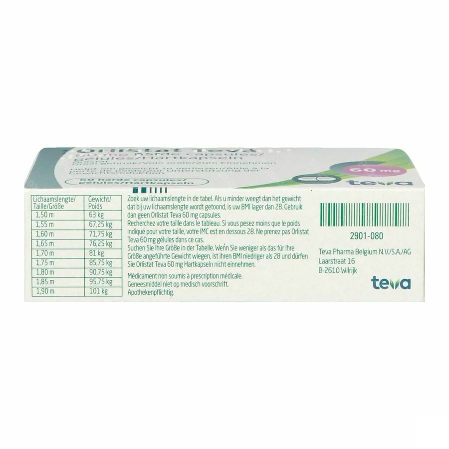 Orlistat Teva 60mg 60 Gélules