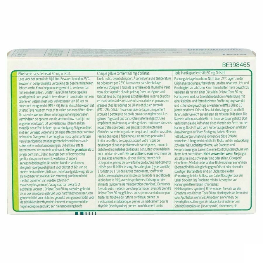 Orlistat Teva 60mg 60 Gélules