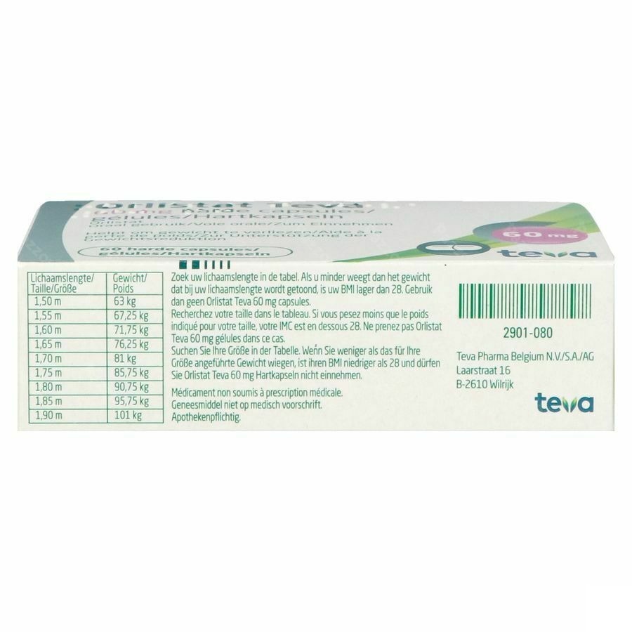 Orlistat Teva 60mg 60 Gélules
