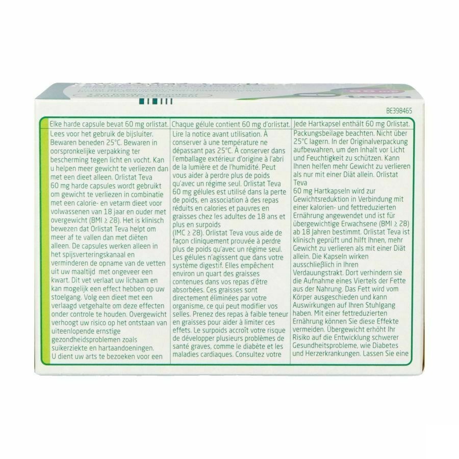 Orlistat Teva 60mg 120 Gélules