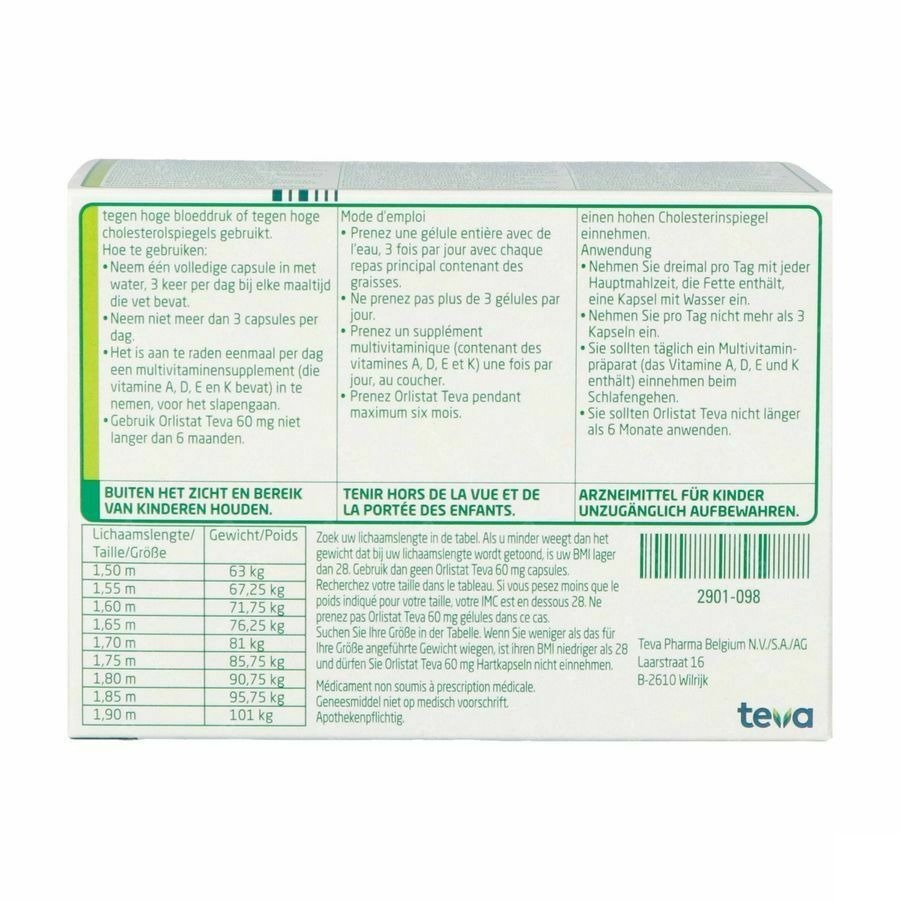 Orlistat Teva 60mg 120 Gélules
