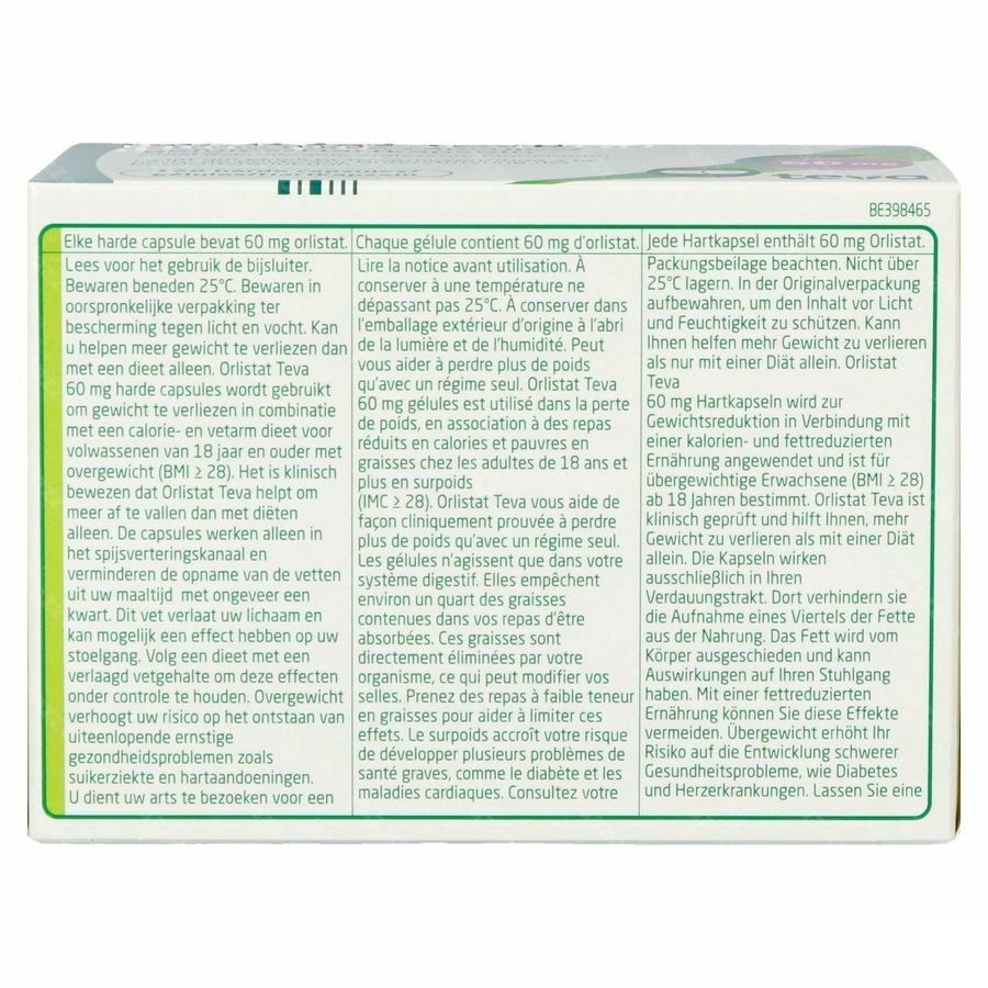 Orlistat Teva 60mg 120 Gélules