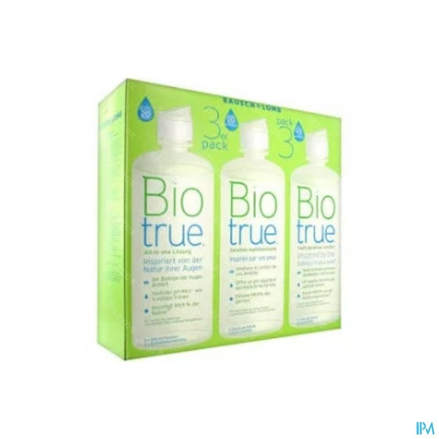 Biotrue Multi Purpose Sol 3x300ml+3 Lenshouders