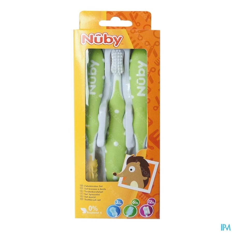 Nûby Tandenborstelset 3 stuks – 3m+