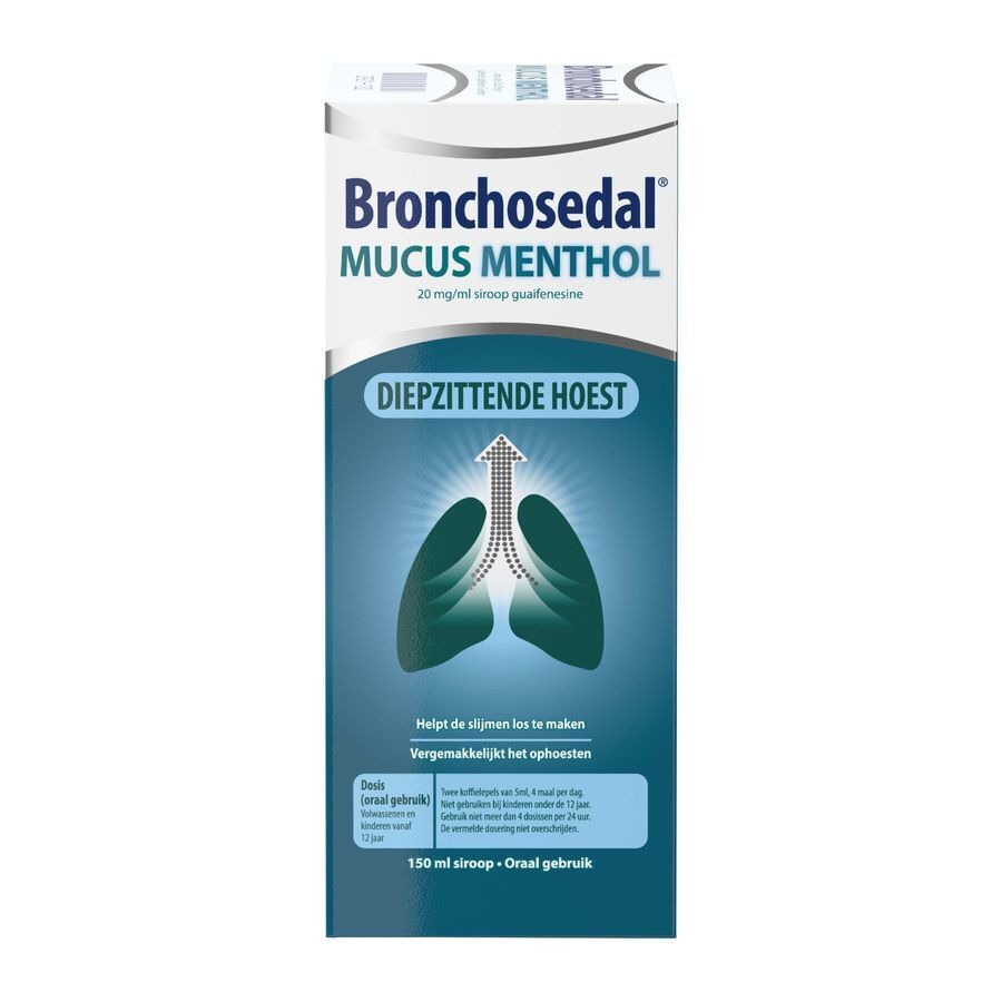Bronchosedal Mucus Menthol Slijmhoest en Vastzittende Hoest Hoestsiroop 20mg/ml 150ml 