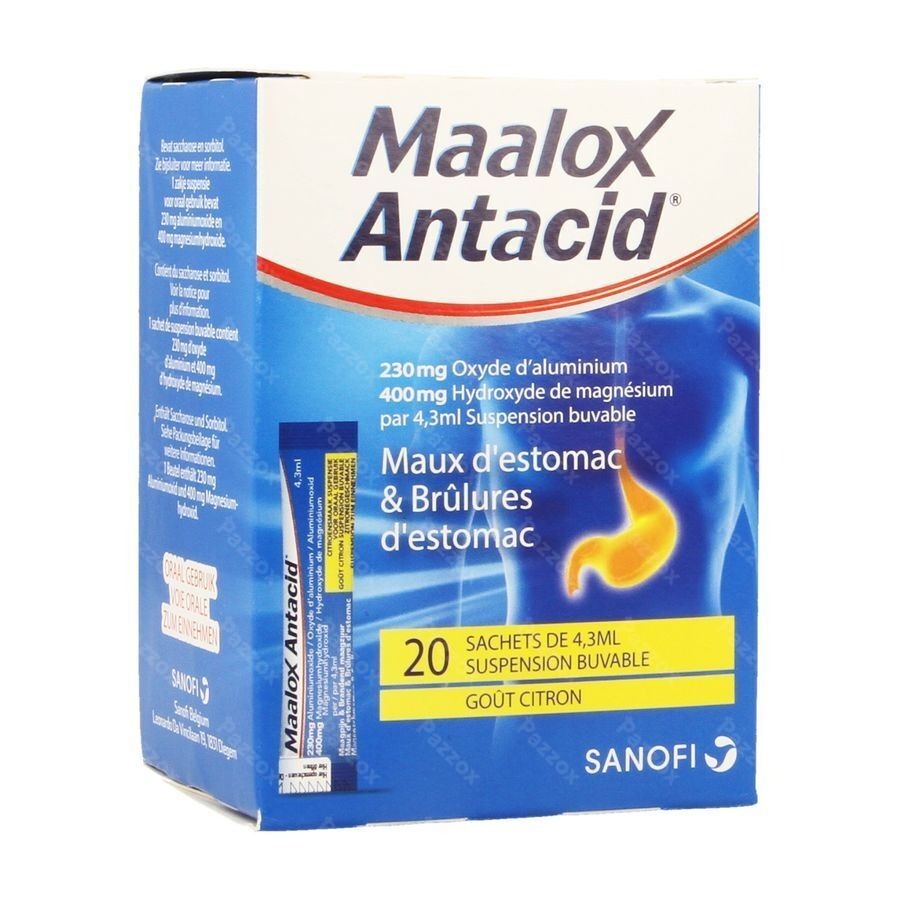 Maalox Antacid Lemon 230mg/400mg Susp Or. 20x4,3ml
