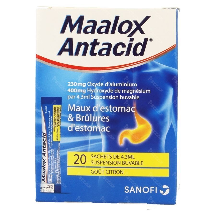 Maalox Antacid Lemon 230mg/400mg Susp Or. 20x4,3ml