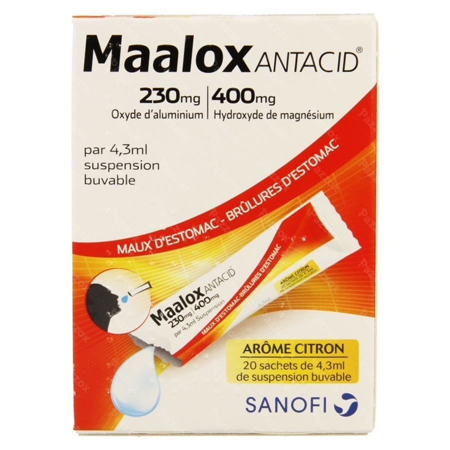 Maalox Antacid Lemon 230mg/400mg Susp Or. 20x4,3ml