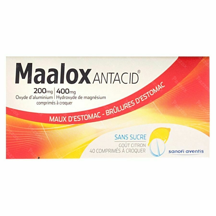 Maalox Antacid Ss Lemon 200/400mg Comp Croq 40 Bl.