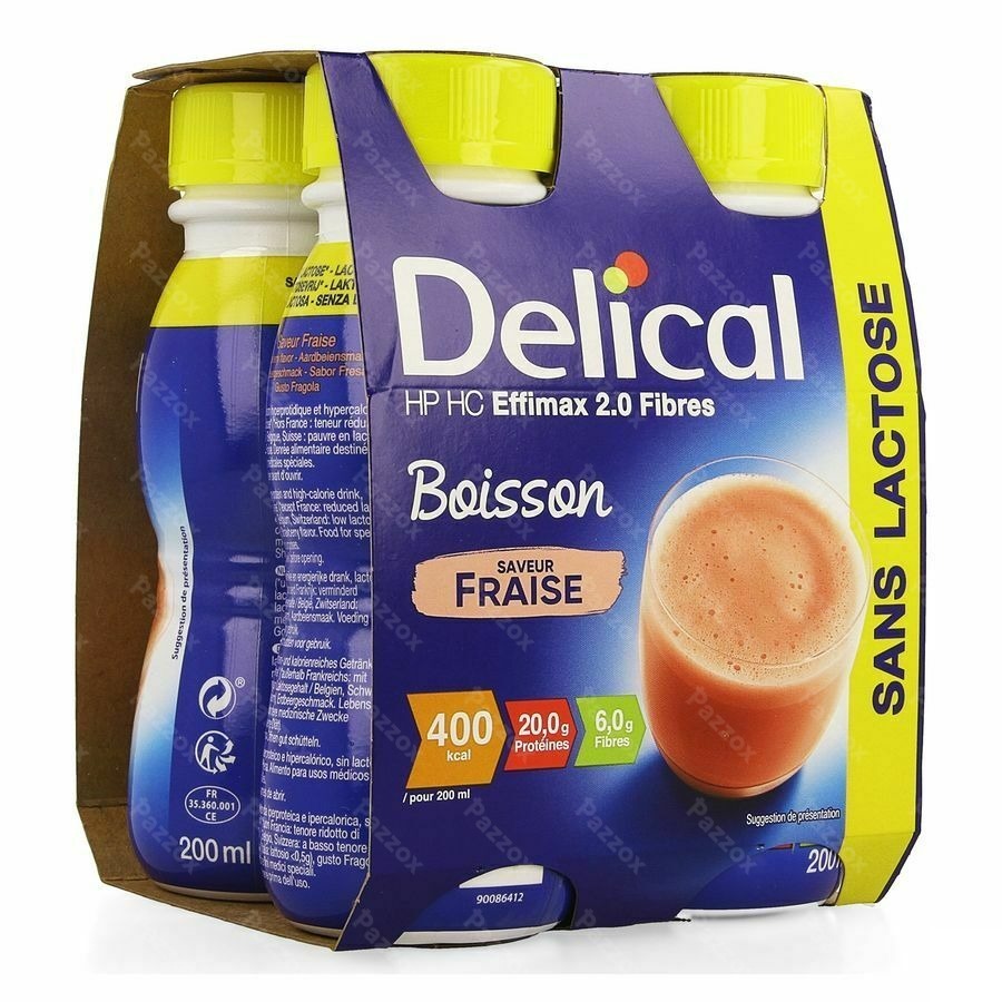 Delical Effimax 2.0 Vezels Aardbei 4x200ml